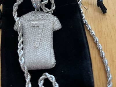 Iced Out Jersey Number 7 Pendant with Rope Chain and Pouch