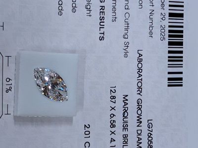 IGI Diamond 2ct Marquis D color vvs2 CV clarity