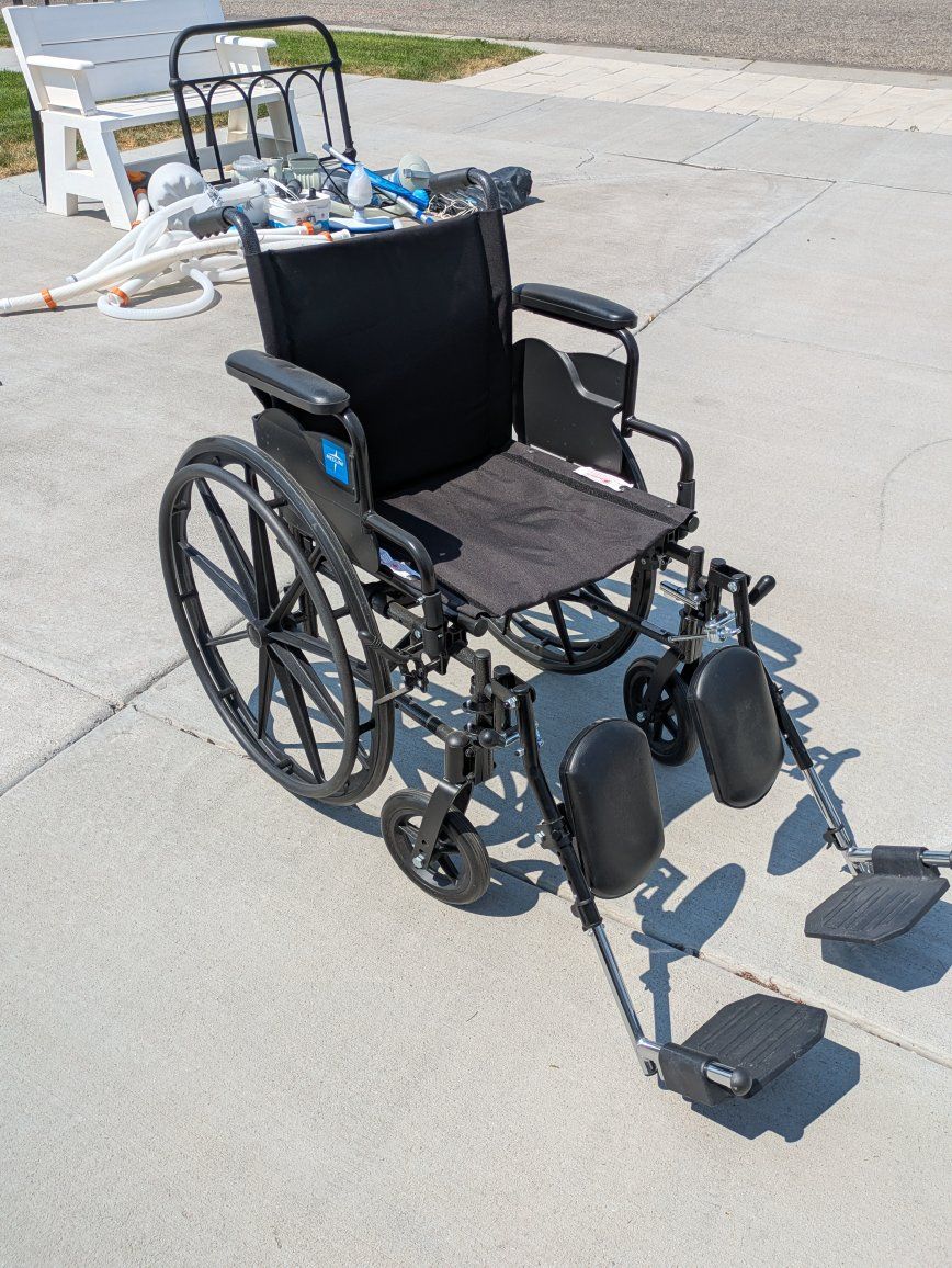 Medline Folding Wheelchair with Elevating Leg Rests - Black