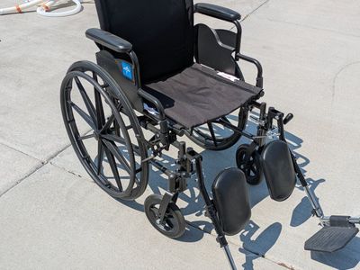 Medline Folding Wheelchair with Elevating Leg Rests - Black