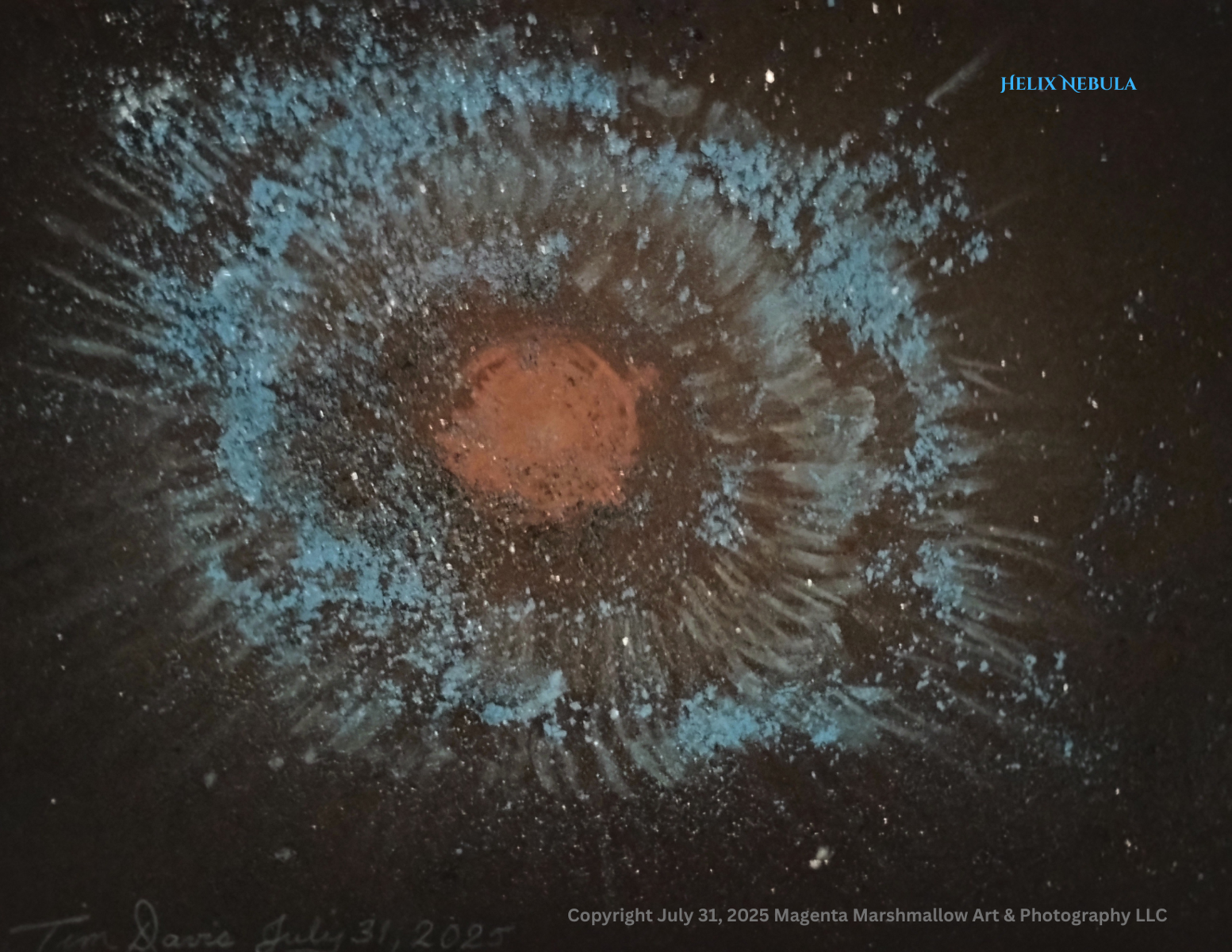 Helix Nebula - Chalk drawing print. Limited Edition
