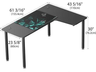 DESIGNA 60 Inch L Shaped Gaming Desk, Corner Computer Desk — $114 — Excellent Condition