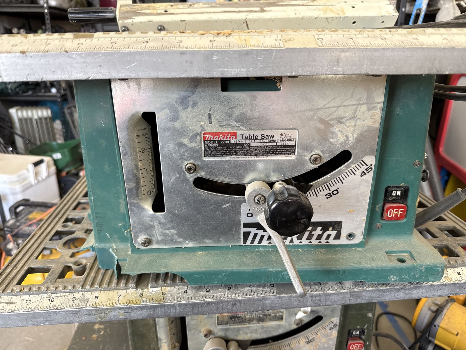 Makita Table Saw Model 2708 - 10-inch blade, 12A, 4500 RPM for precise cuts