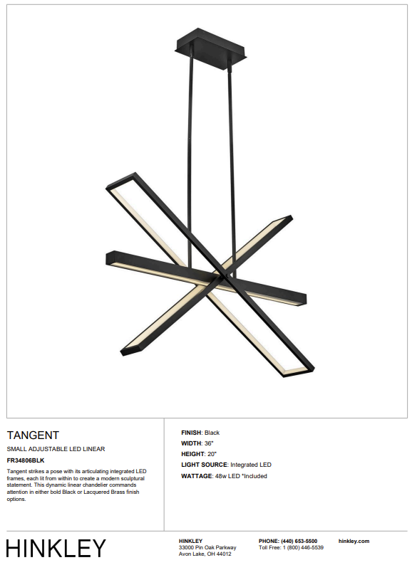 New in Box- Beautiful Modern LED Chandelier in Black- Offering for 75% Off!