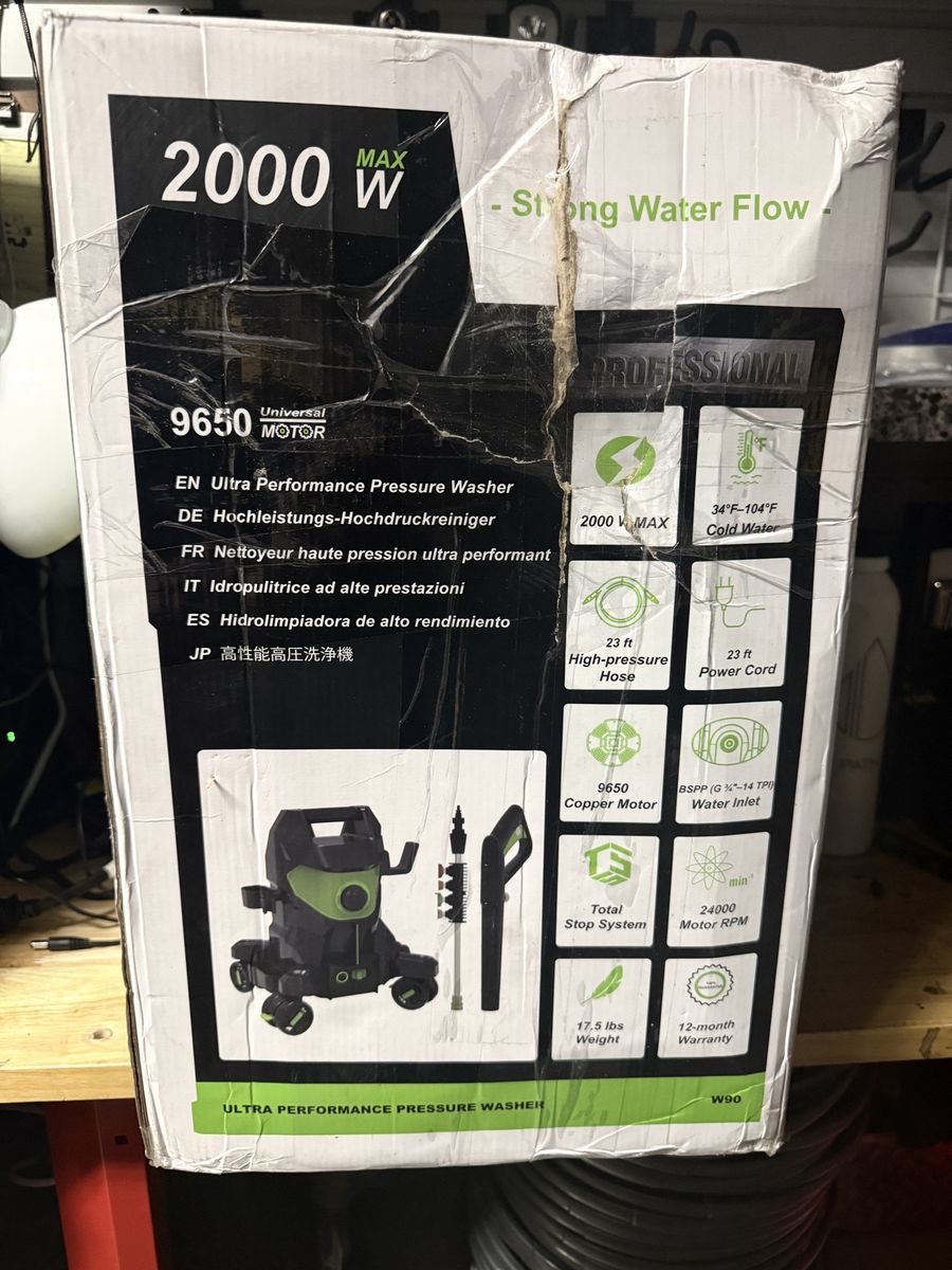 W90 Ultra Performance Electric Pressure Washer 2000W Max 23ft Hose