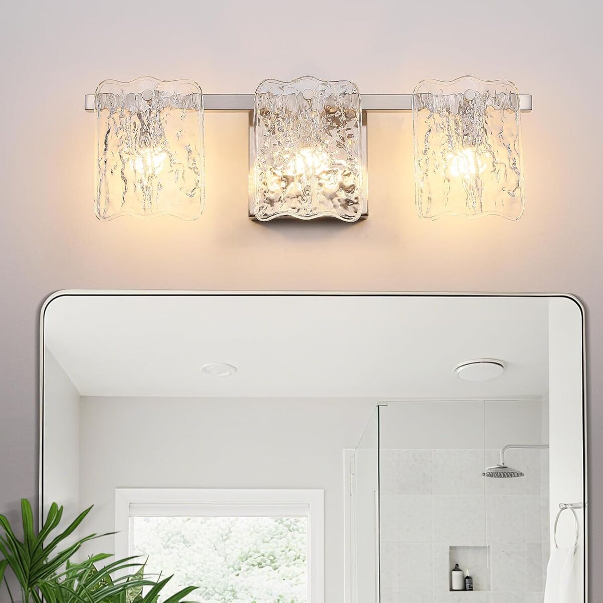 3-Light Bathroom Vanity Light, Brushed Nickel Bathroom Light Fixture