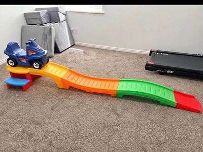 Step2 Up & Down Roller Coaster Ride-On Toy for Toddlers & Kids, Blue Car & Multicolor Track