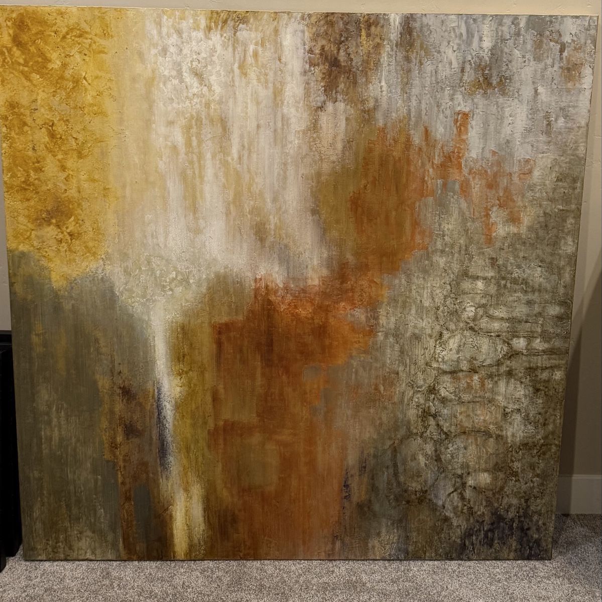Large Abstract and Landscape Canvas Wall Art Set - Earth Tones and Gold Leaf