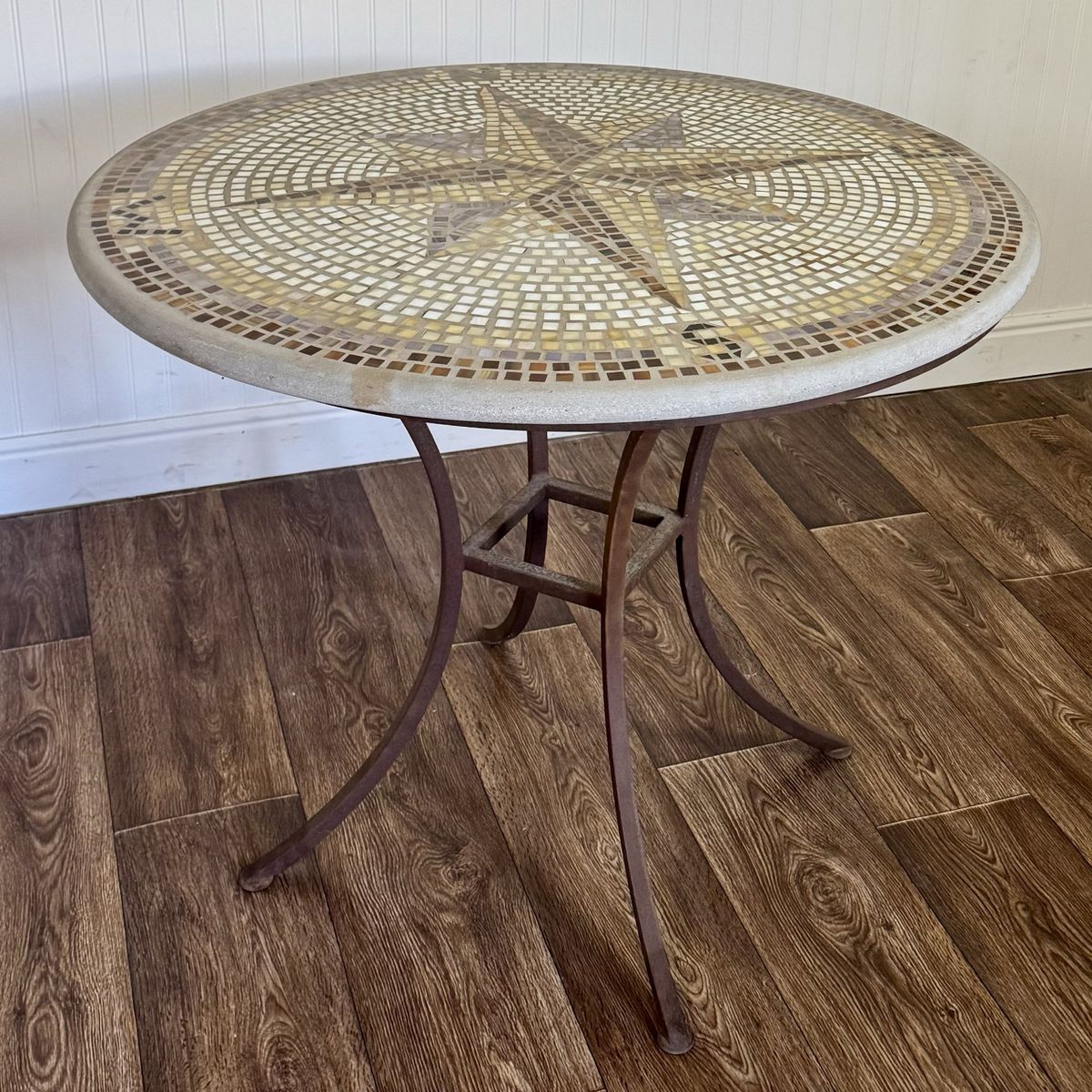 Vintage Compass Rose Mosaic Patio Bistro Table