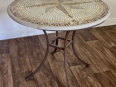 Vintage Compass Rose Mosaic Patio Bistro Table