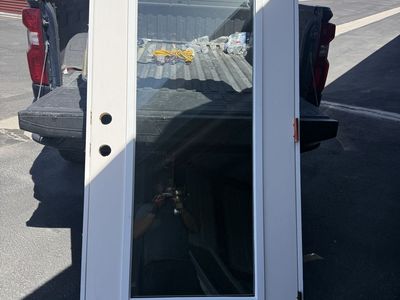White fiberglass Exterior Door with Full-Lite Glass Panel - Pre-Hung Single Door LH 2x6 frame