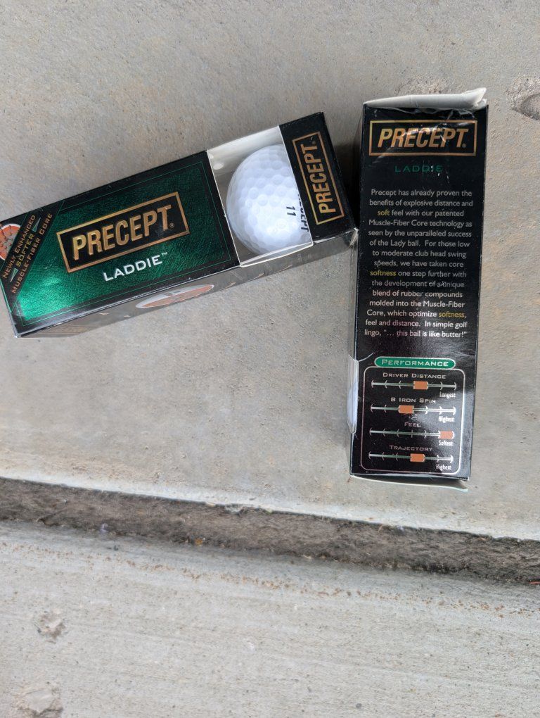 Precept Laddie Golf Ball - 6  Balls  Muscle-Fiber Core for Distance & Soft Feel, New/Opened Box