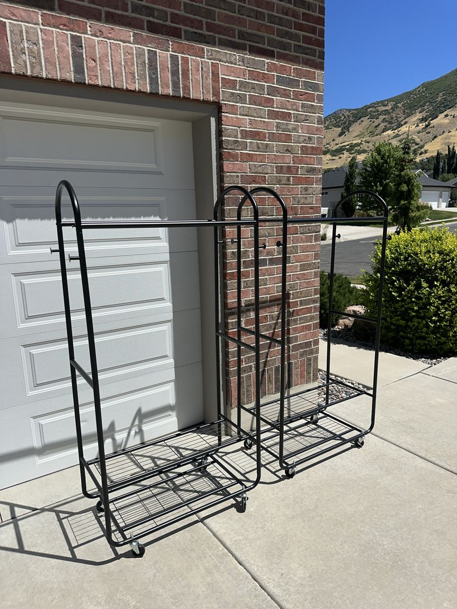 Rolling Rack Clothes Organizer with Bottom Storage Shelf (2)