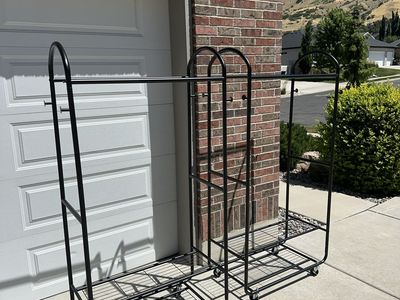 Rolling Rack Clothes Organizer with Bottom Storage Shelf (2)