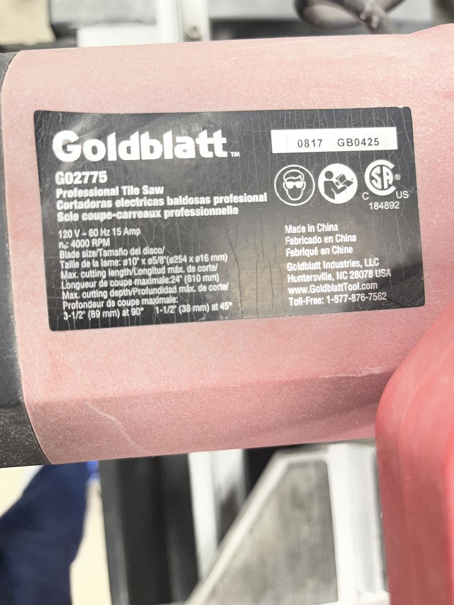 Goldblatt 10” blade tile saw