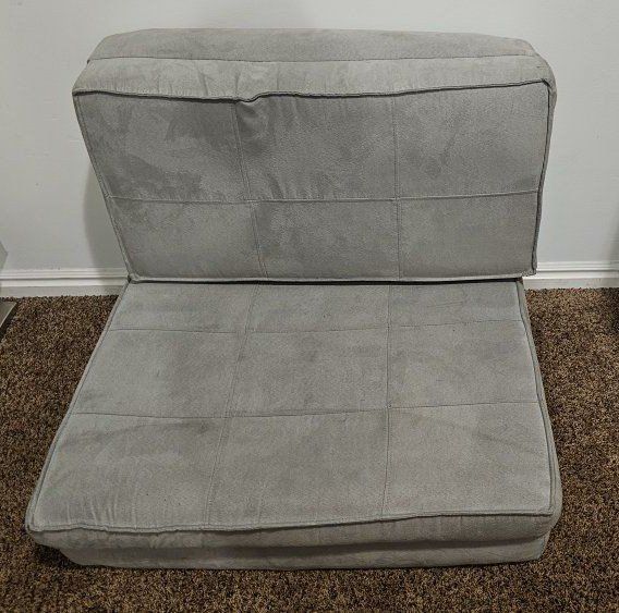 Folding Grey Floor Chair - Convertible Sleeper/Lounger, Compact & Versatile Seating