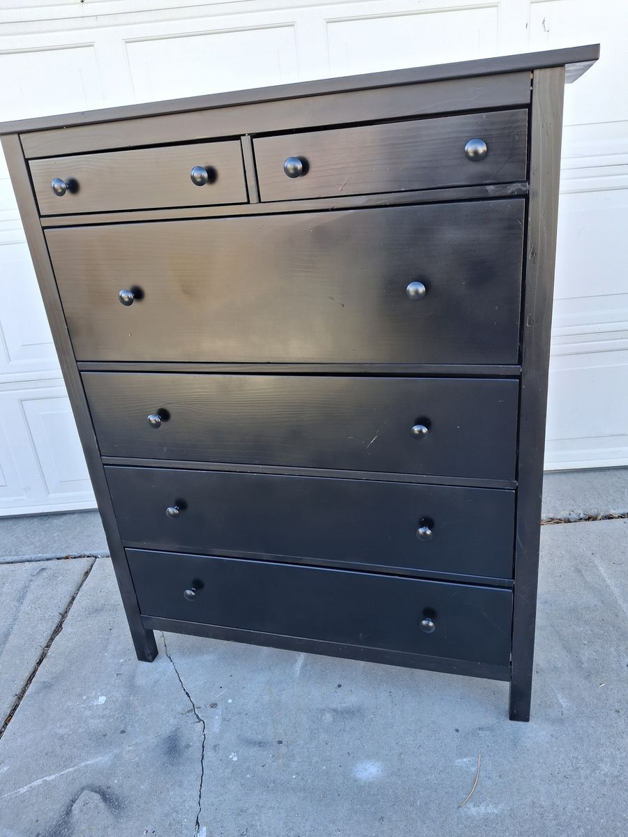 extra tall /large pine wood black dresser/6 drawers