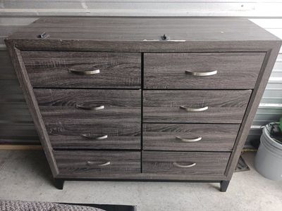 Rustic Gray 8-Drawer Dresser with Silver Handles