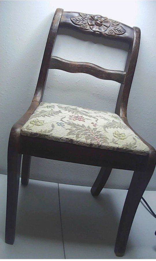 Salesman Sample Duncan Phyfe Rose Carved Mahogany Chair c.1900 Tapestry Seat 22"