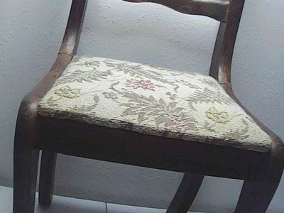 Salesman Sample Duncan Phyfe Rose Carved Mahogany Chair c.1900 Tapestry Seat 22"