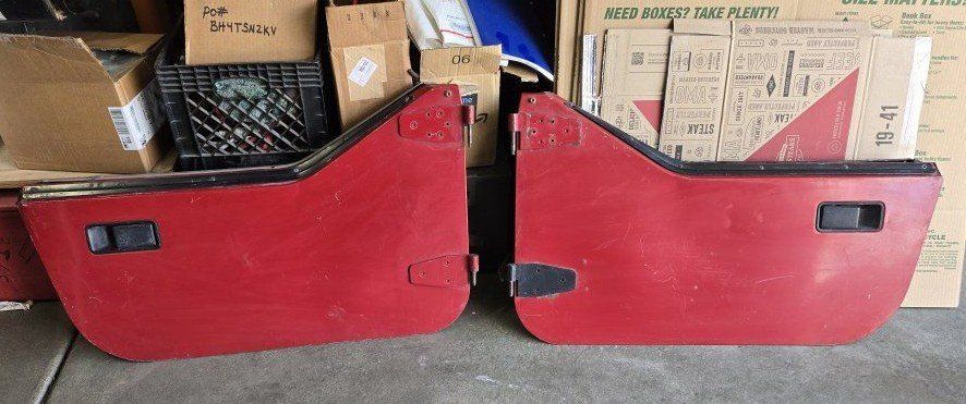 Jeep Wrangler YJ(TJ?) Red Half Doors Pair with Grey Interior Panels, 1987-1995 OEM