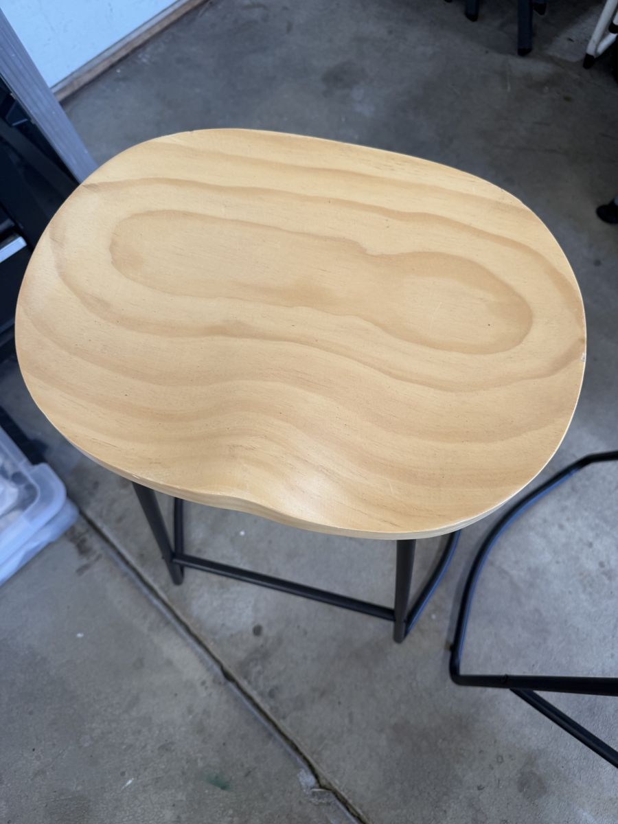 Pair Wood Top Bar Stools