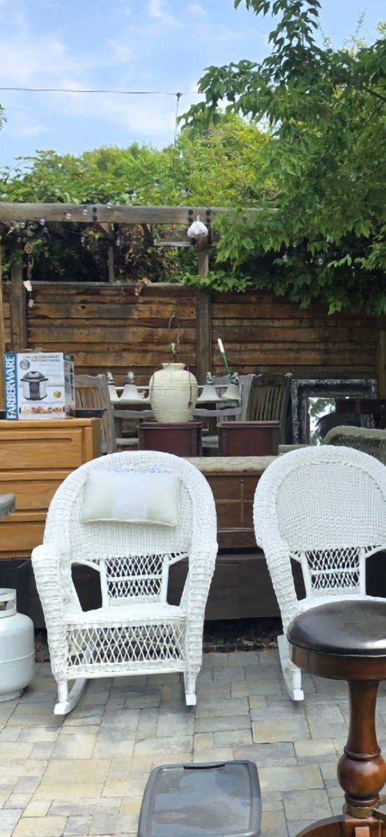 Rocking wicker chairs
