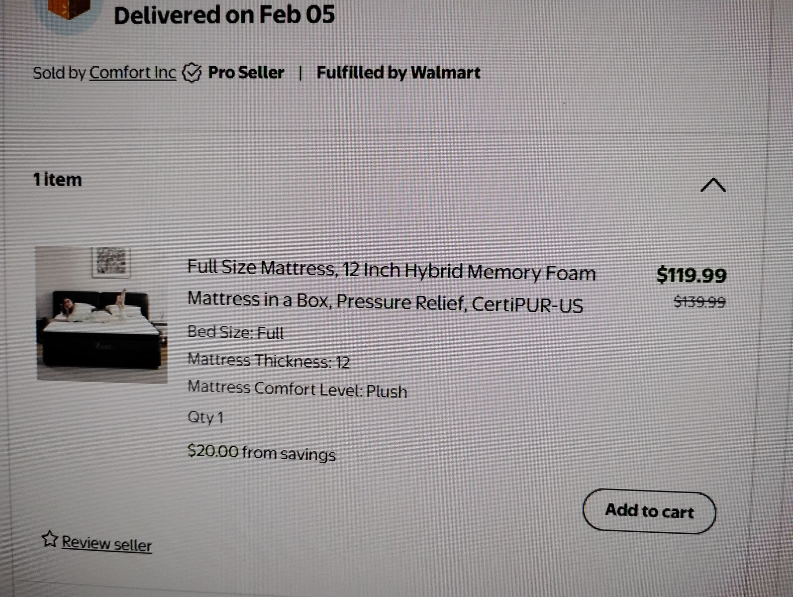 Full size bedframe and full size 12 inch mattress and both are brand new