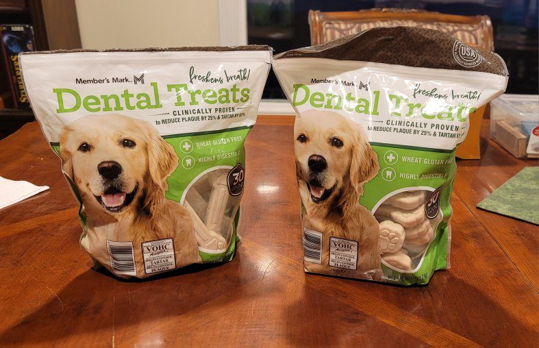 Member's Mark Dental Treats for Dogs - 1 New Bag, 1 Partial Bag,  Wheat Gluten-Free, Reduces Plaque & Tartar Dog Chews Treats