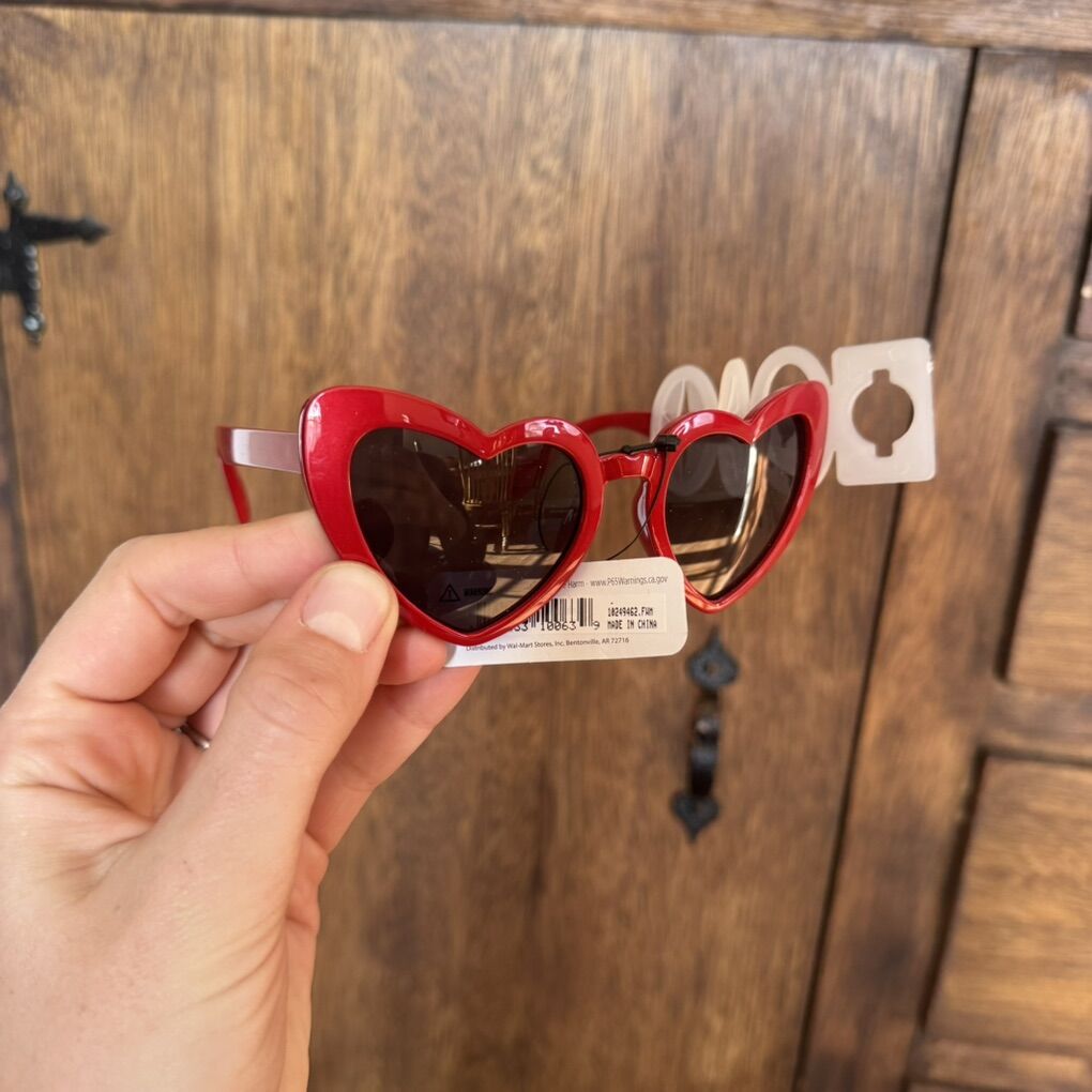 Kids Red Heart Shaped Sunglasses