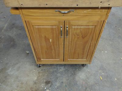 Wooden Rolling Kitchen Cart Island with Cabinet Drawer and Side Bar