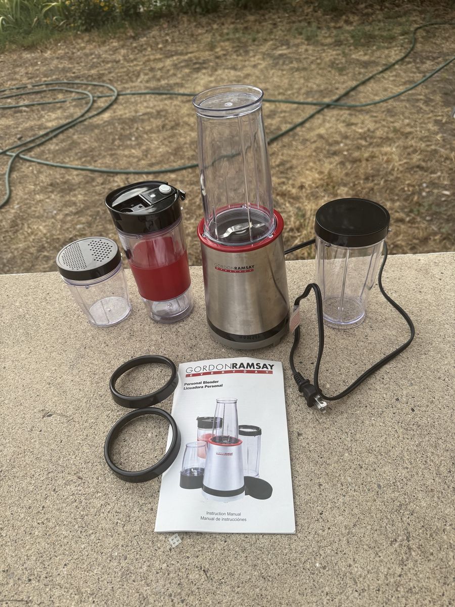 Gordon Ramsay Personal Blender w/ Travel Cups & Manual - Stainless Steel