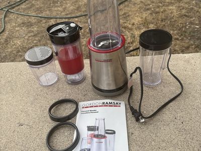 Gordon Ramsay Personal Blender w/ Travel Cups & Manual - Stainless Steel