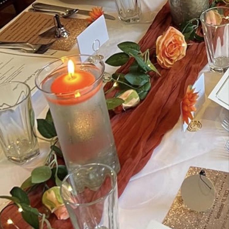 To Buy: Terracotta Cheesecloth Table Runners. Lots available (Wedding/Event Decorations)