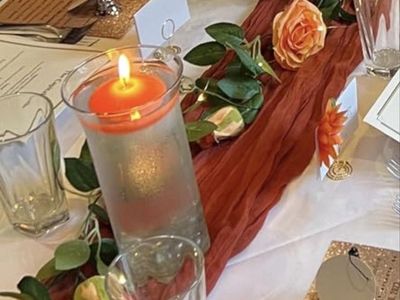 To Buy: Terracotta Cheesecloth Table Runners. Lots available (Wedding/Event Decorations)