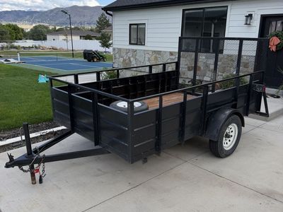 6x10 Black Utility Trailer with Ramp Gate and Wood Floor