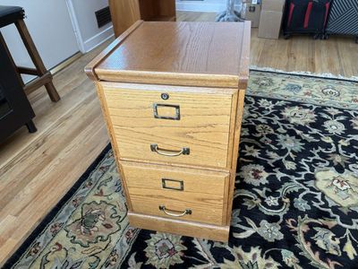 Vintage Mission Style Oak Wood Filing Cabinet