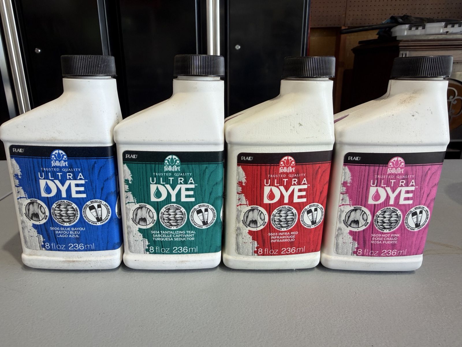 FolkArt Ultra Dye 8 oz Bottles - Set of 9 Assorted Colors Used