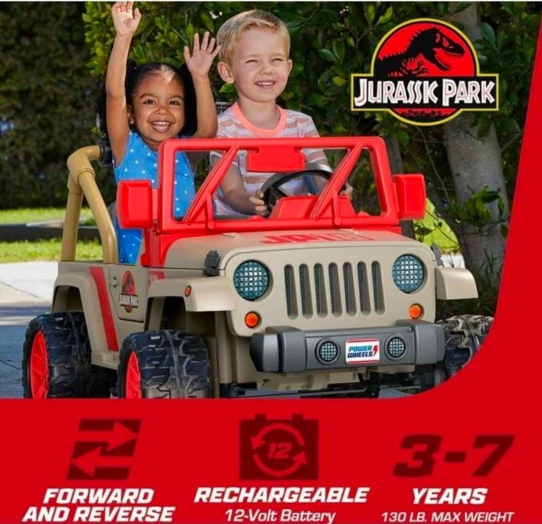 Jurassic Park 12V Ride On Jeep – Kids Electric Car