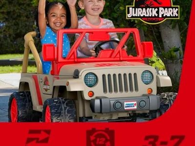 Jurassic Park 12V Ride On Jeep – Kids Electric Car