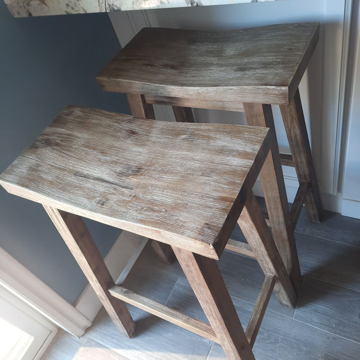 Set of 2 Boraam Sonoma 29" Barnwood Wire-Brush Saddle Barstools - Solid Acacia
