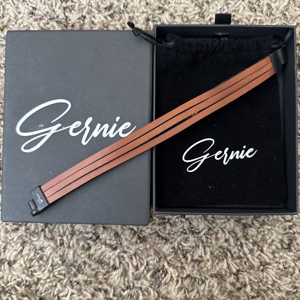 Gernie Brown Leather Triple Wrap Bracelet with Clasp & Original Box