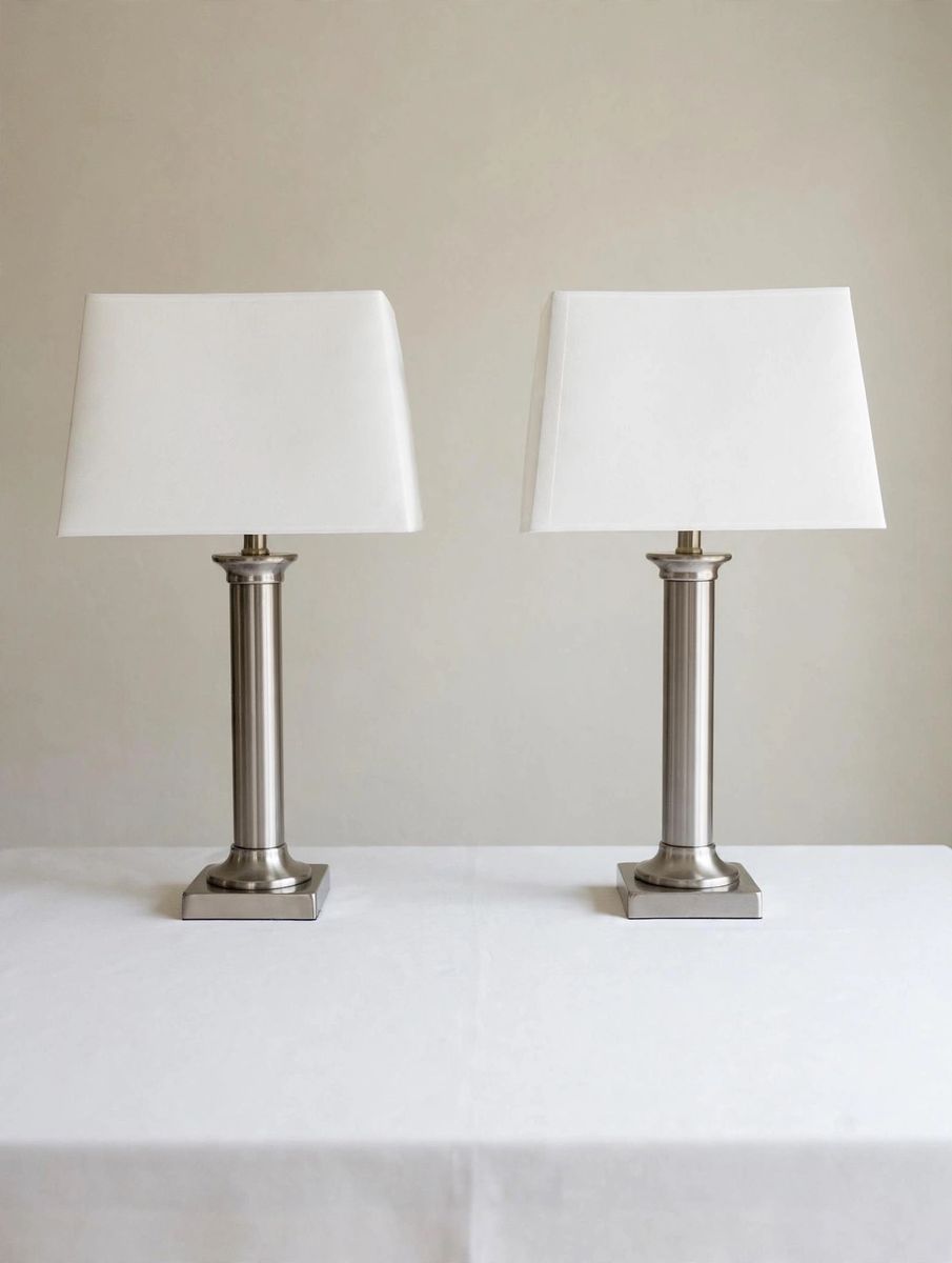 Matching Brushed Nickel Table Lamps - Set of 2