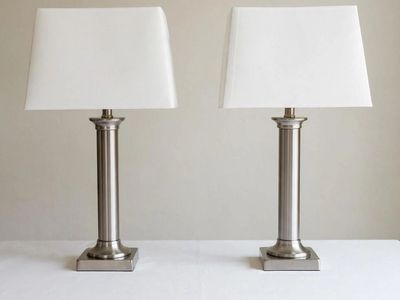 Matching Brushed Nickel Table Lamps - Set of 2