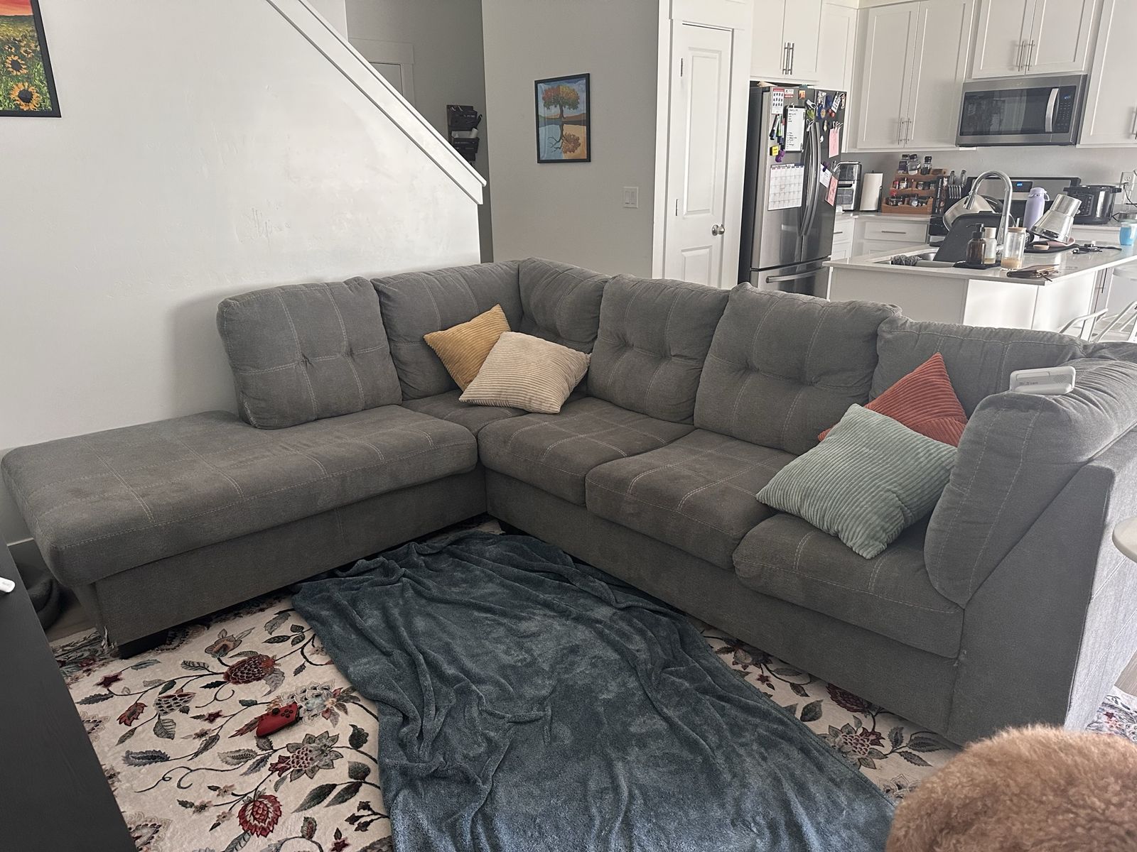 Grey sectional couch L shape