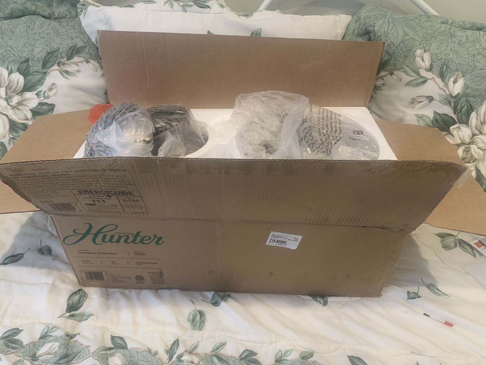 Hunter Dempsey 52-in Ceiling Fan, Brushed Nickel (No Light) New in Box