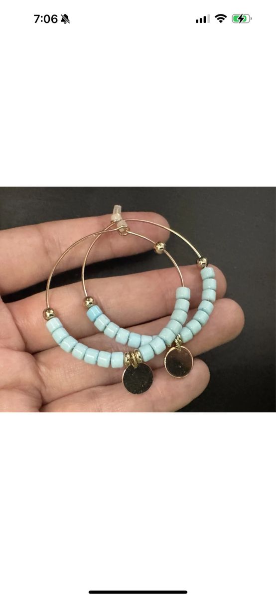New Kate Spade Turquoise Beads Hoops Mickey Earrings Fashion was $88
