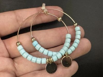 New Kate Spade Turquoise Beads Hoops Mickey Earrings Fashion was $88