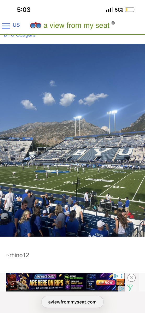 BYU Season Football Tickets - AMAZING SEATS (Section 2 Row 7)