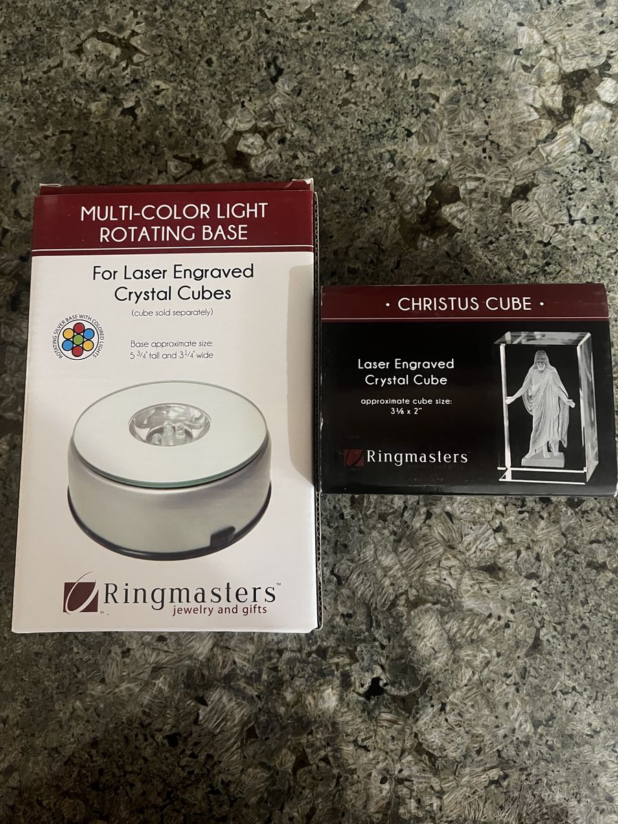 Christus Cube with a Multi-Color Light Rotating Base